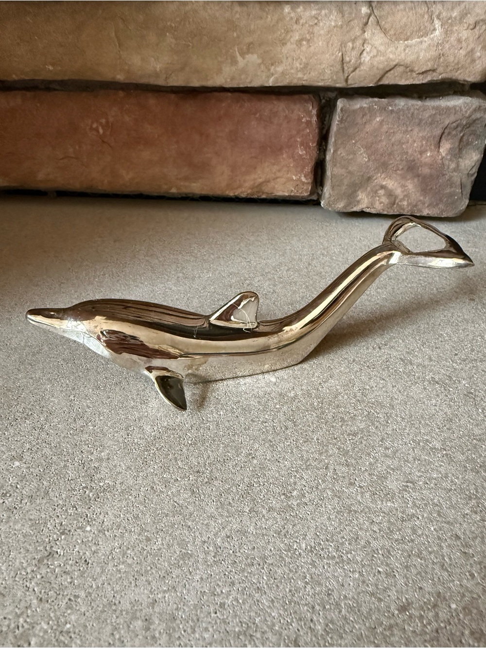 Silver Played Dolphin Figurine Bottle Opener Decorative Accent